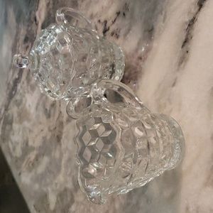 Fostoria glass vintage cubist patterned cream and sugar set